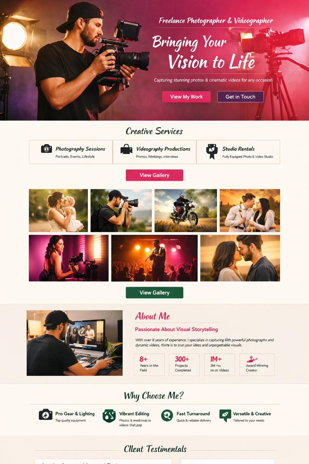 Professional Photographer Template – showcase portfolio and attract local clients